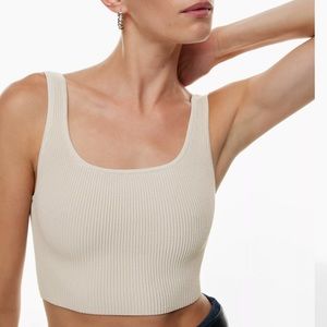 Aritzia Babaton creme matte pearl color cropped top